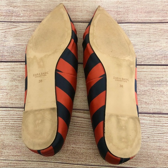 Zara Striped Point Toe Flats Size US 7.5 - Picture 4 of 4